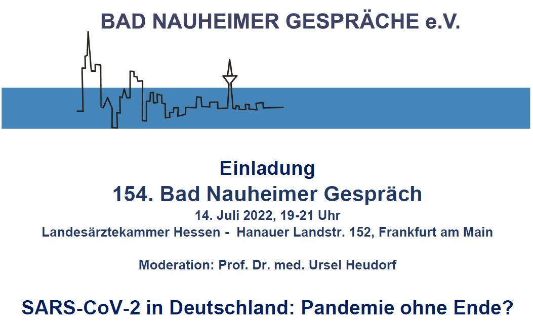 Veranstaltungstipp: 154. Bad Nauheimer „Gespräch SARS-CoV-2 in Deutschland: Pandemie ohne Ende?”